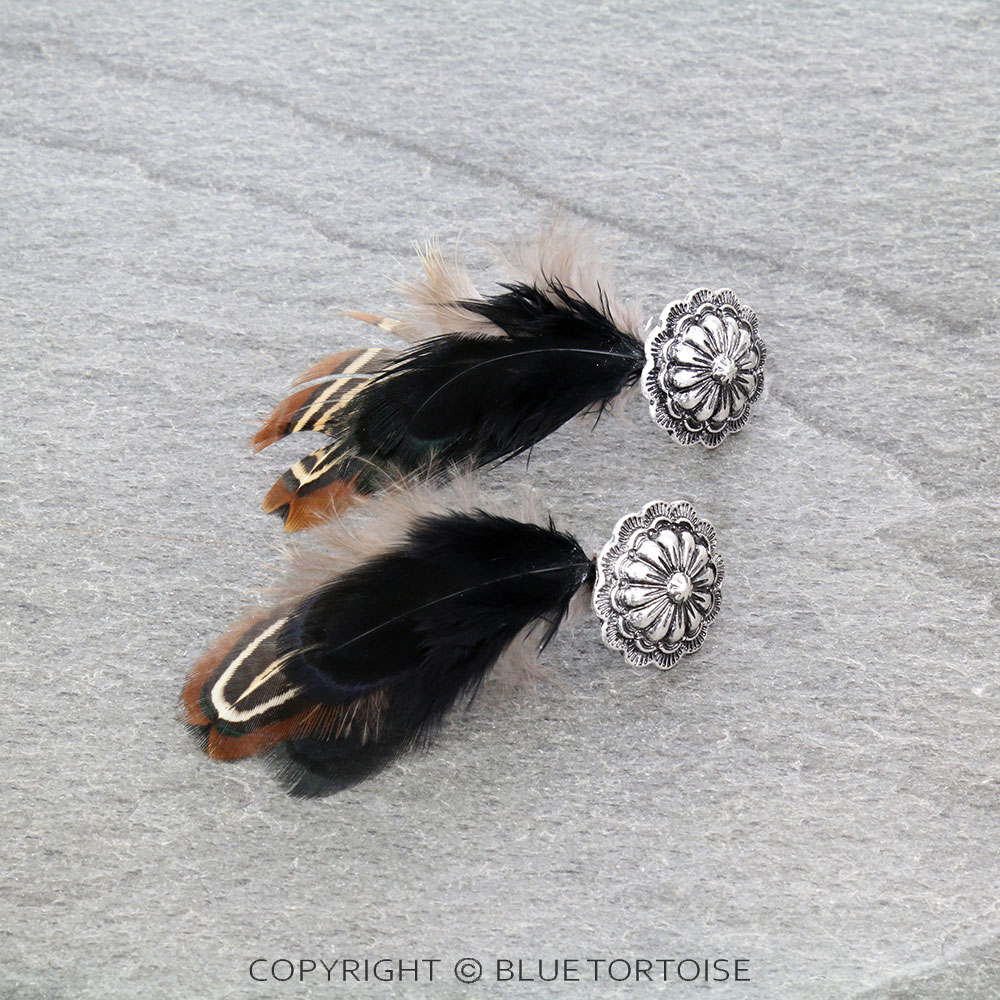 2.75" Western Concho with Feather Stud Earrings