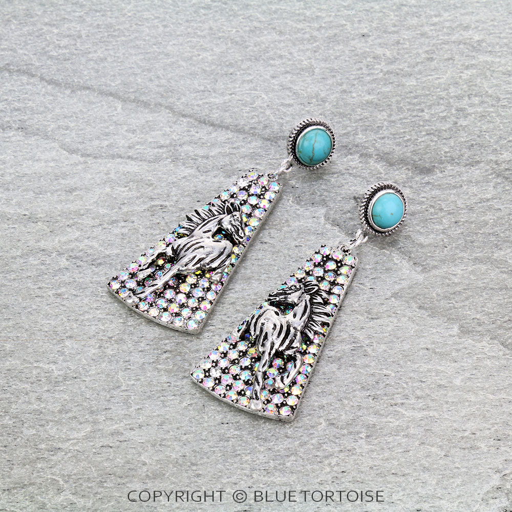 Western Horse Stone Stud Earrings
