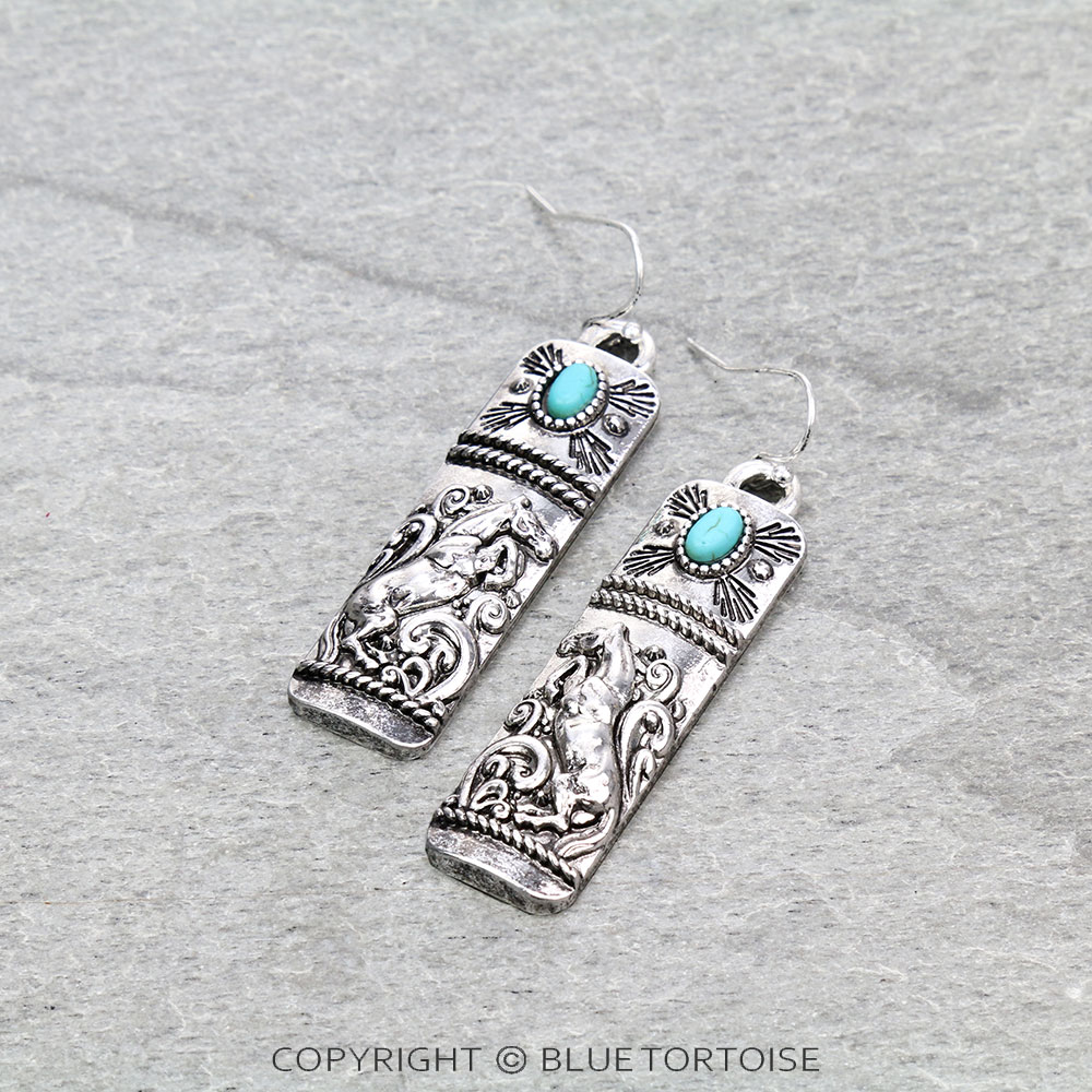 Western Horse Bar Dangle Earrings