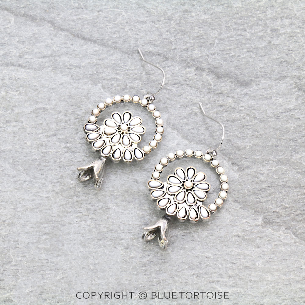 Western Single Squash Blossom Dangle Earrings