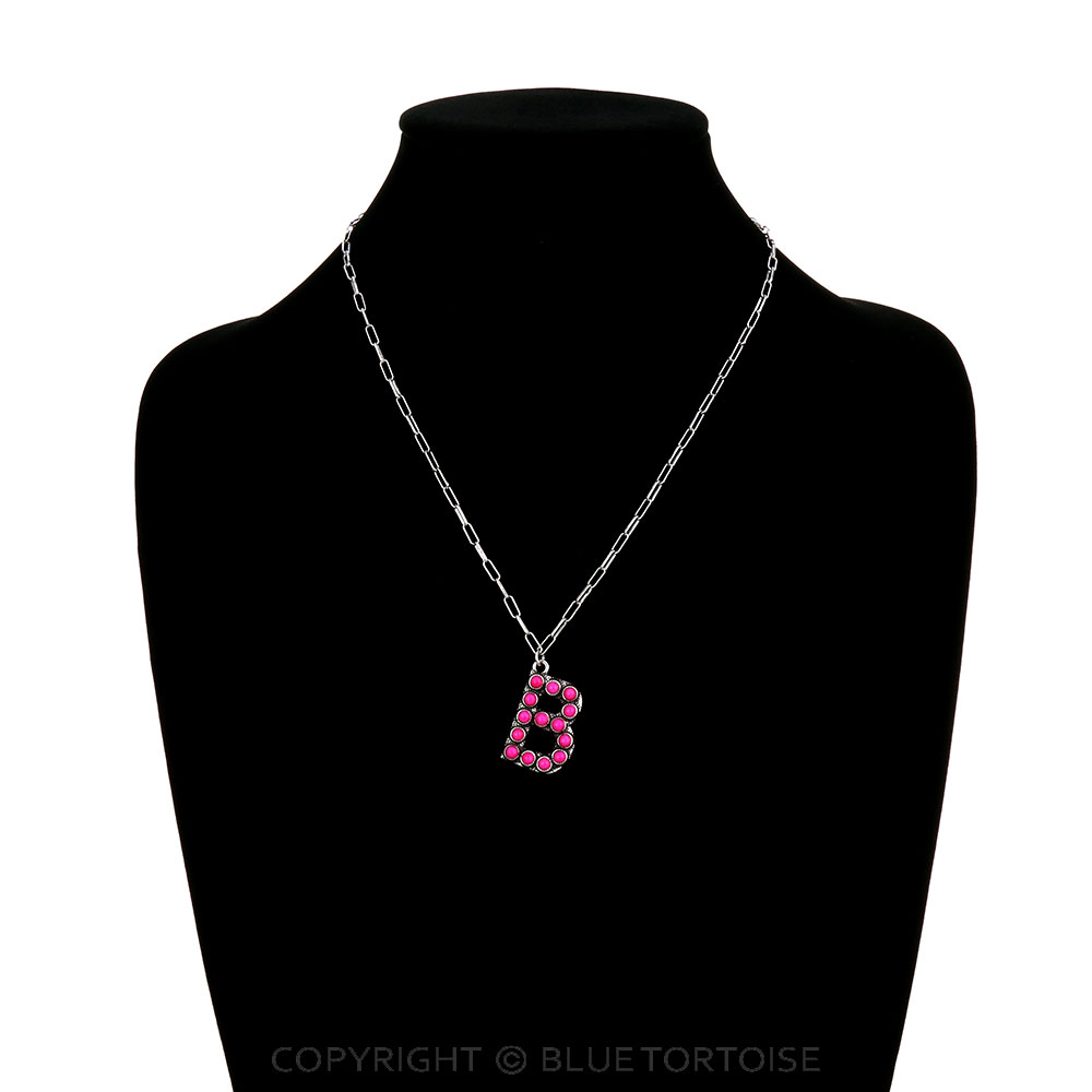 Initial “B” Stone Pendant Necklace - Image 2