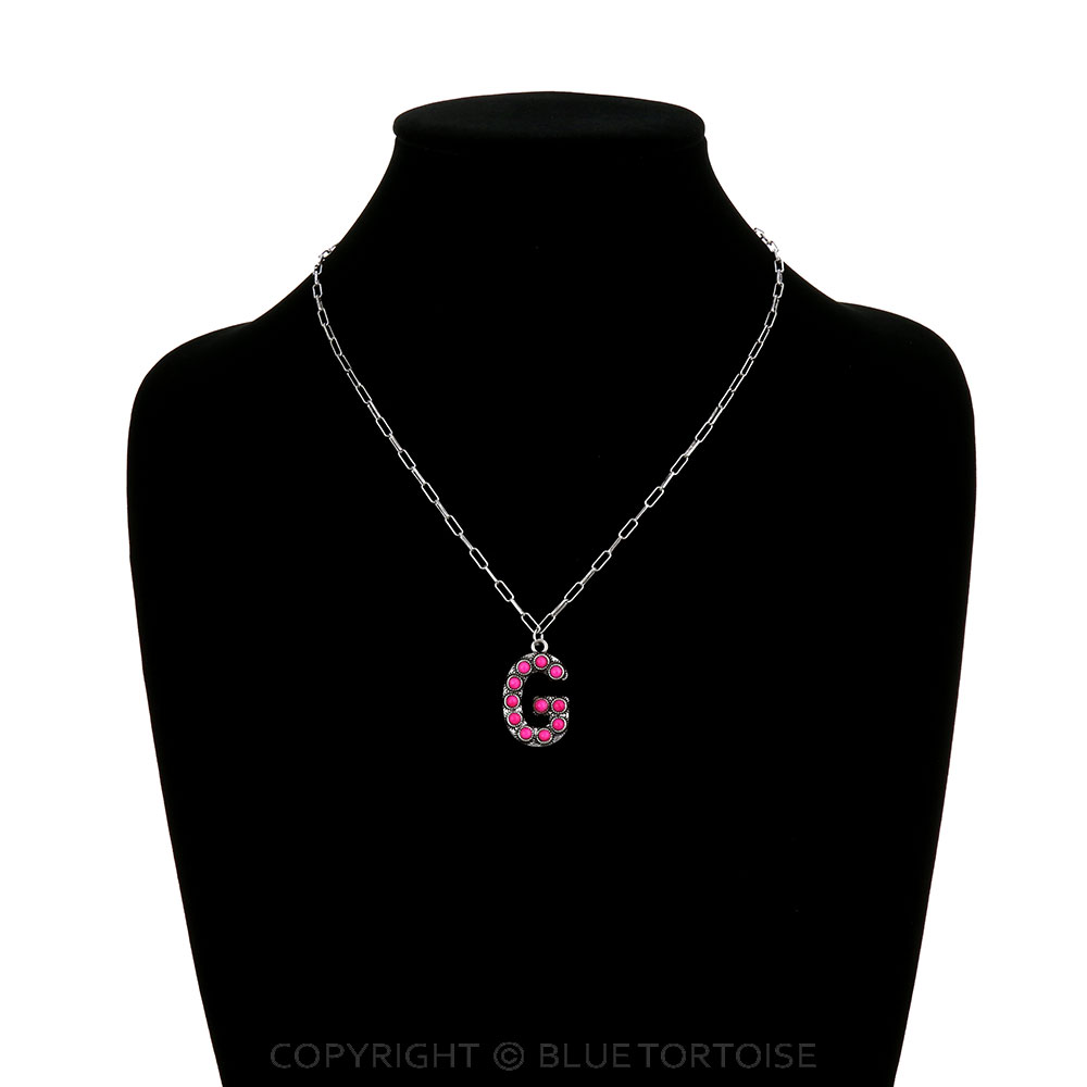 Initial “G” Stone Pendant Necklace - Image 2