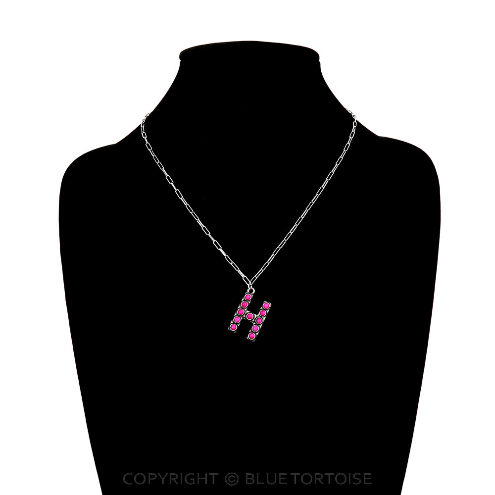 Initial “H” Stone Pendant Necklace - Image 2