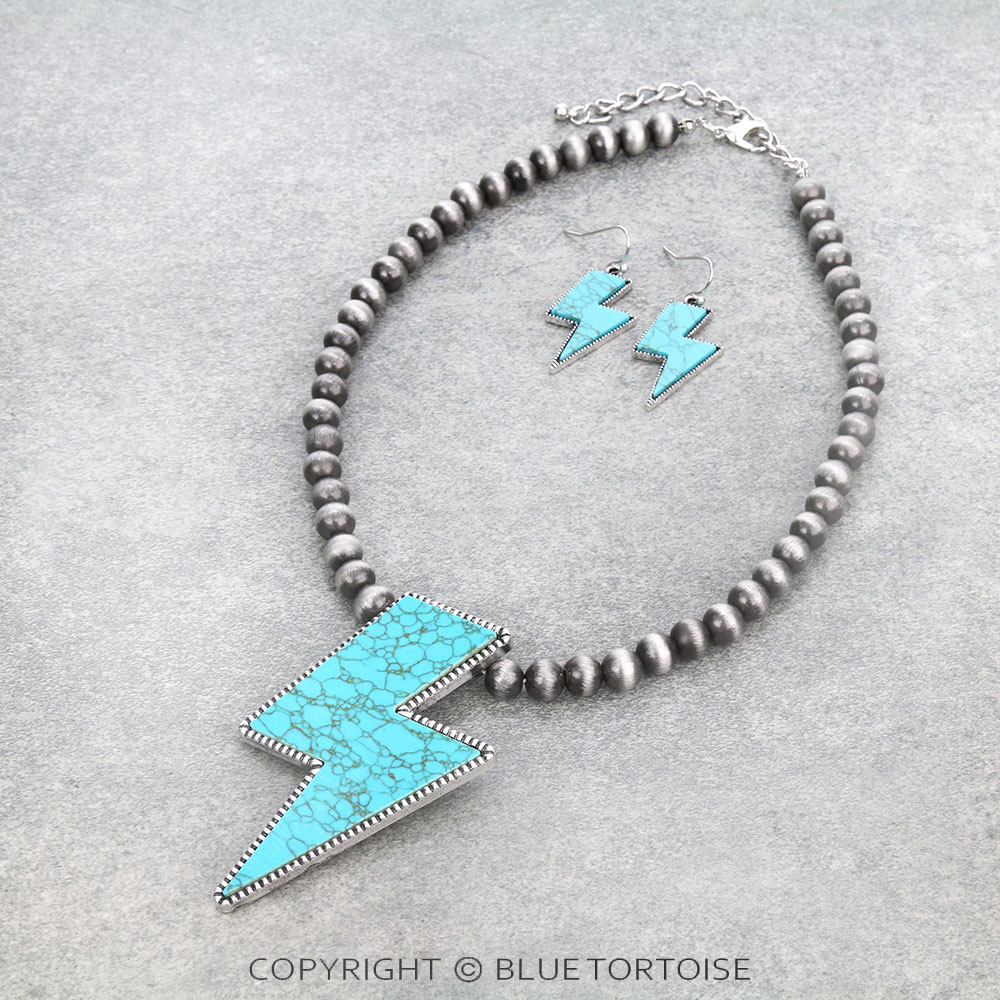 Thunder Stone Pendant Necklace Set