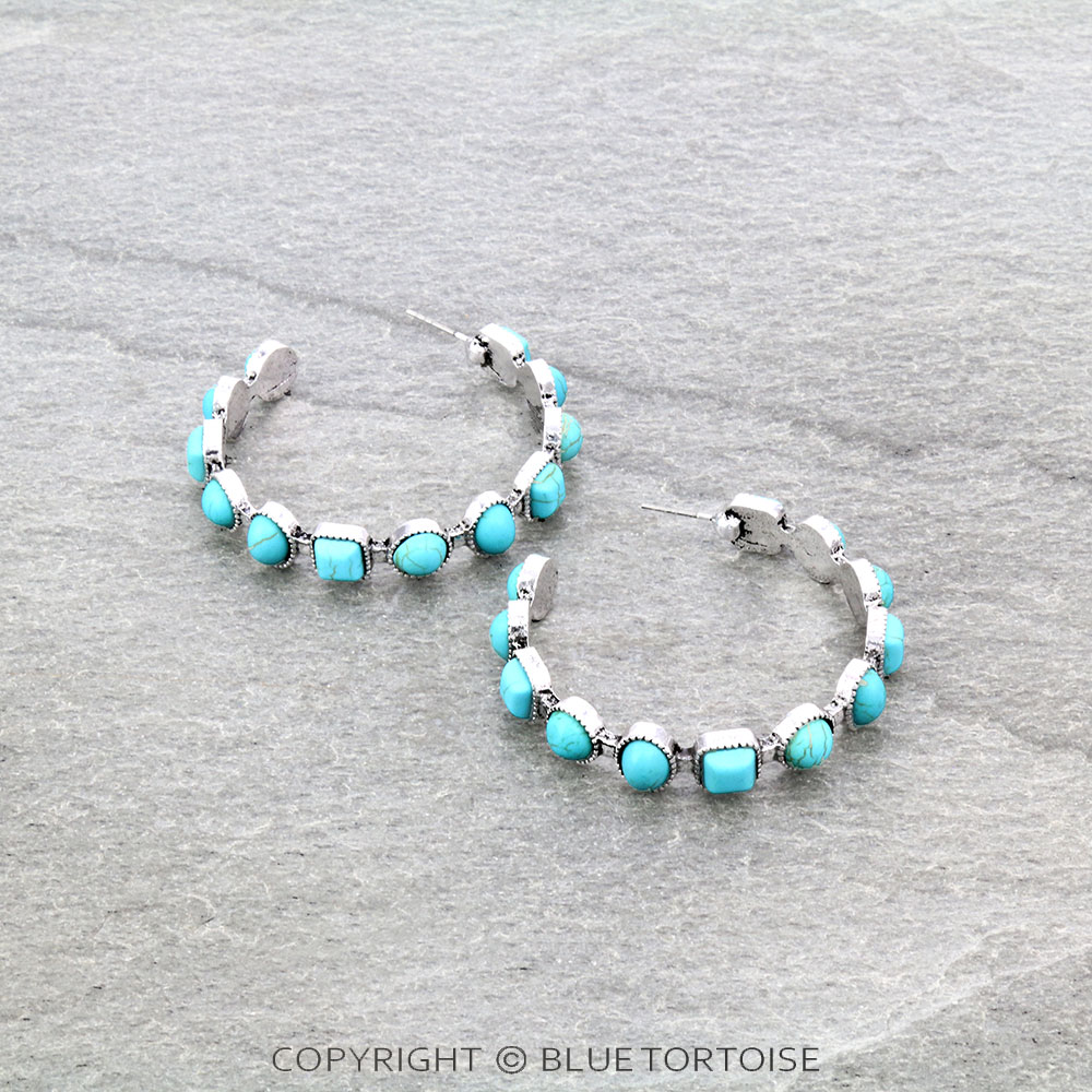 Western Stone Hoop Earrings