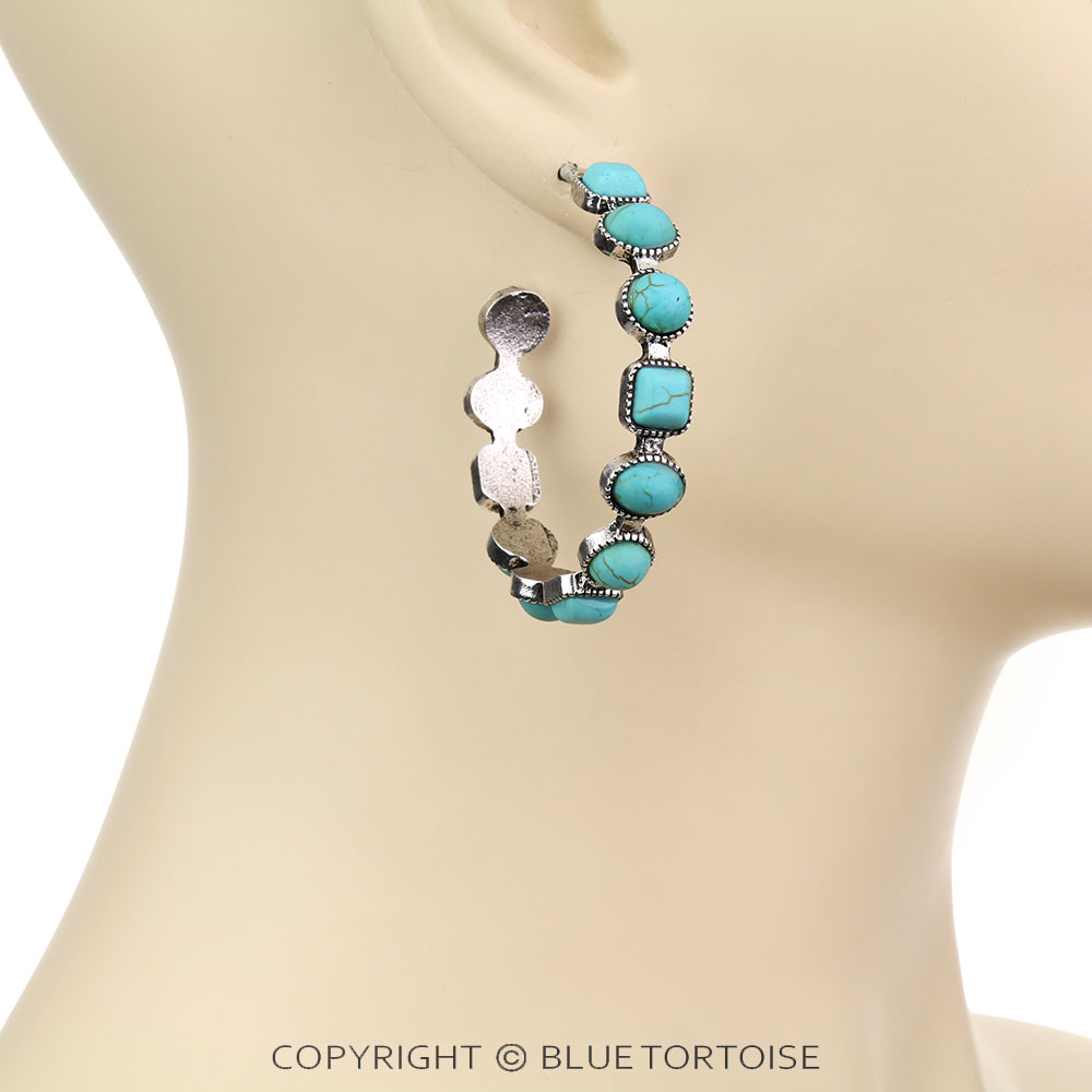 Western Stone Hoop Earrings - Image 2