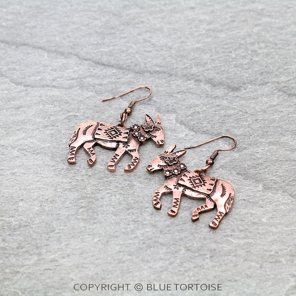 Western Donkey Dangle Earrings