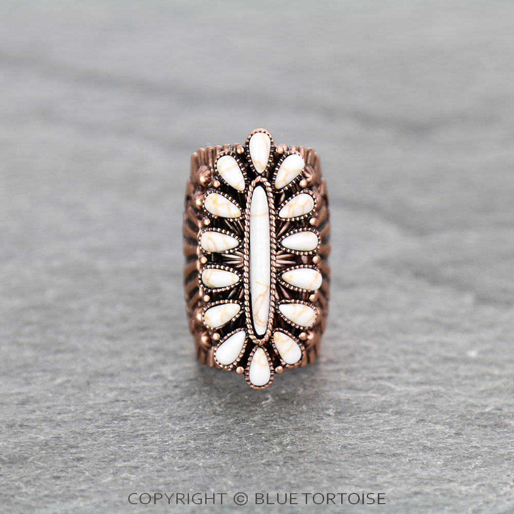 Western Concho Stone Cuff Ring