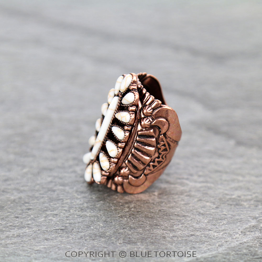 Western Concho Stone Cuff Ring - Image 2