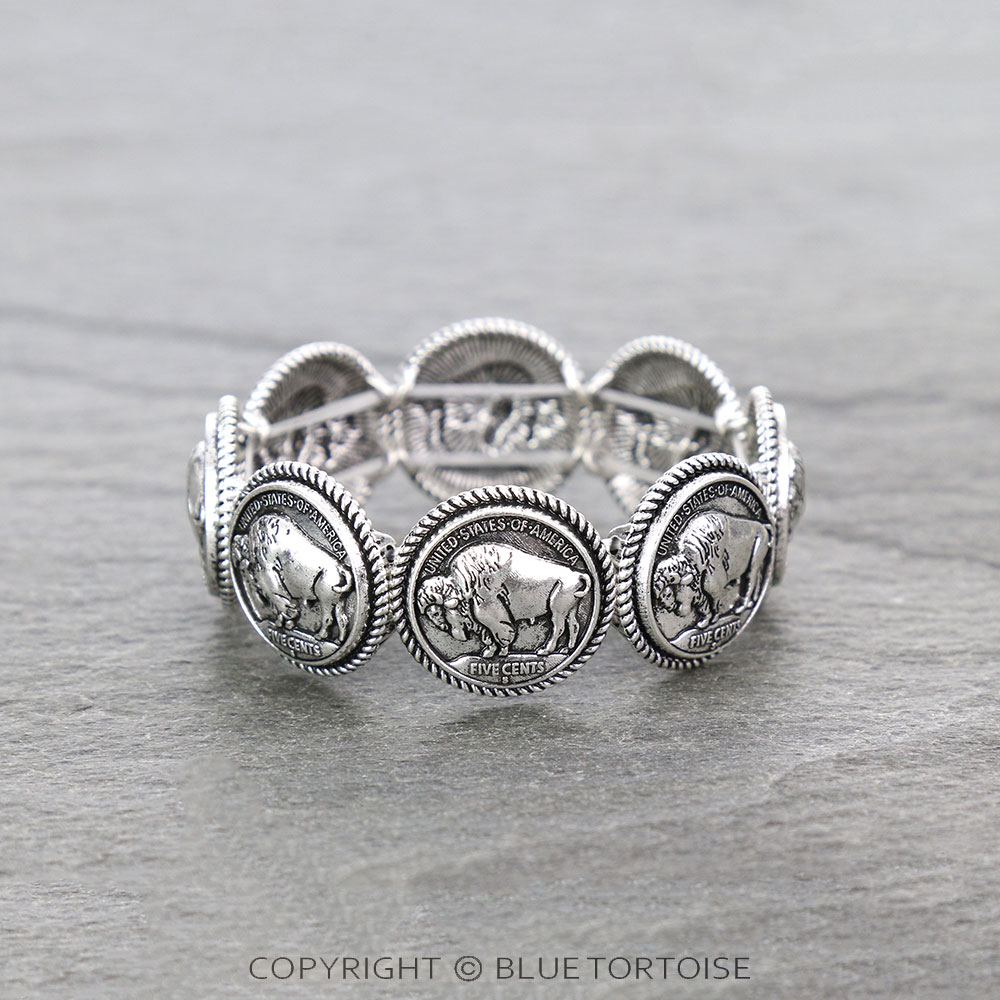 Western Buffalo Coin Stretch Bracelet