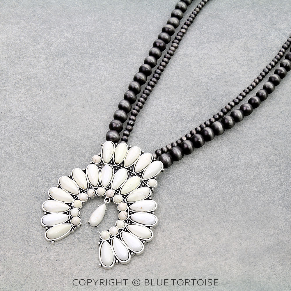 Monster Squash Blossom Naja Style Natural Stone Necklace - Image 3