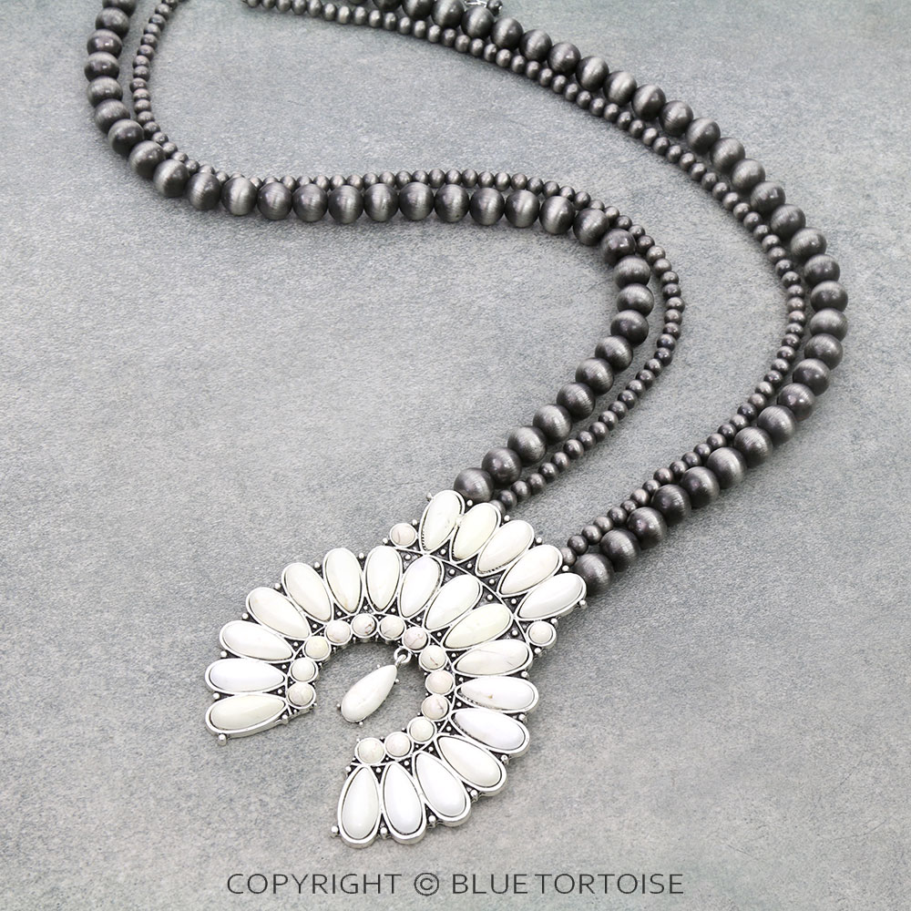 Monster Squash Blossom Naja Style Natural Stone Necklace