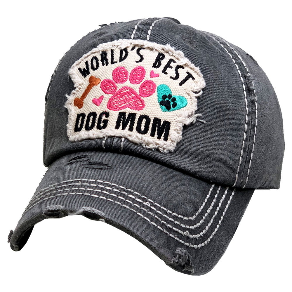 "World's Best Dog Mom" Washed Vintage Ball Cap - Image 2