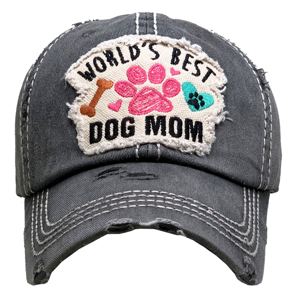 "World's Best Dog Mom" Washed Vintage Ball Cap