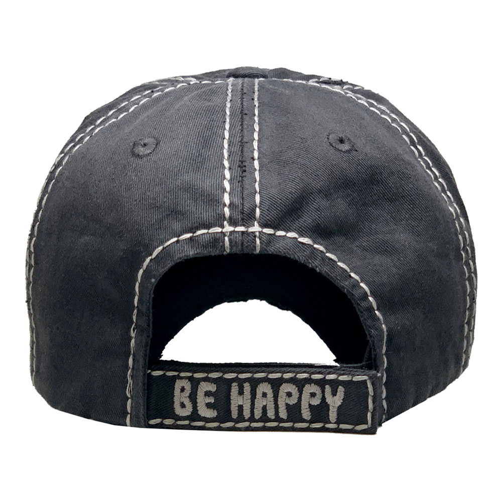 "Be Happy" Washed Vintage Ball Cap - Image 3