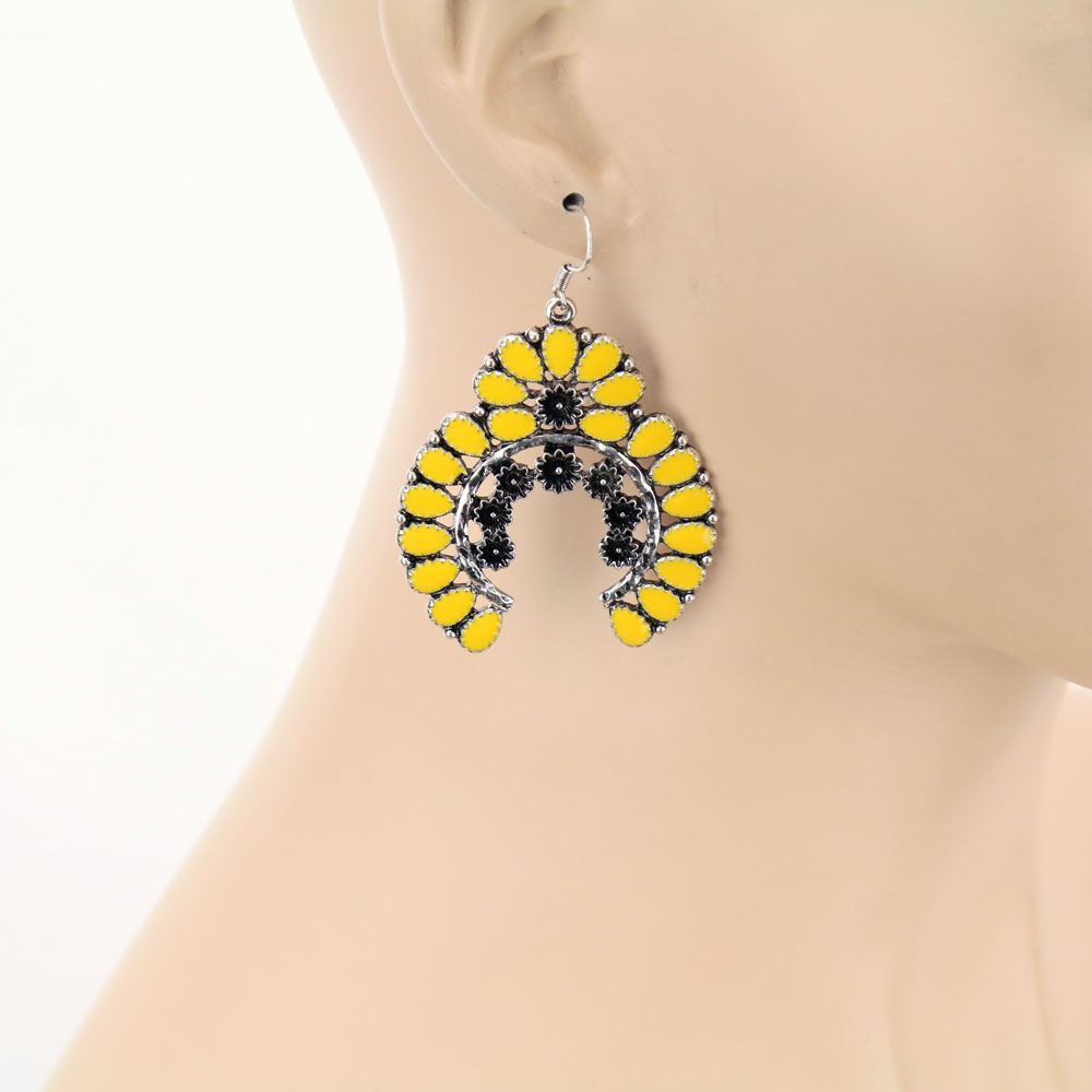 Western Squash Blossom Epoxy Dangle Earrings - Image 2