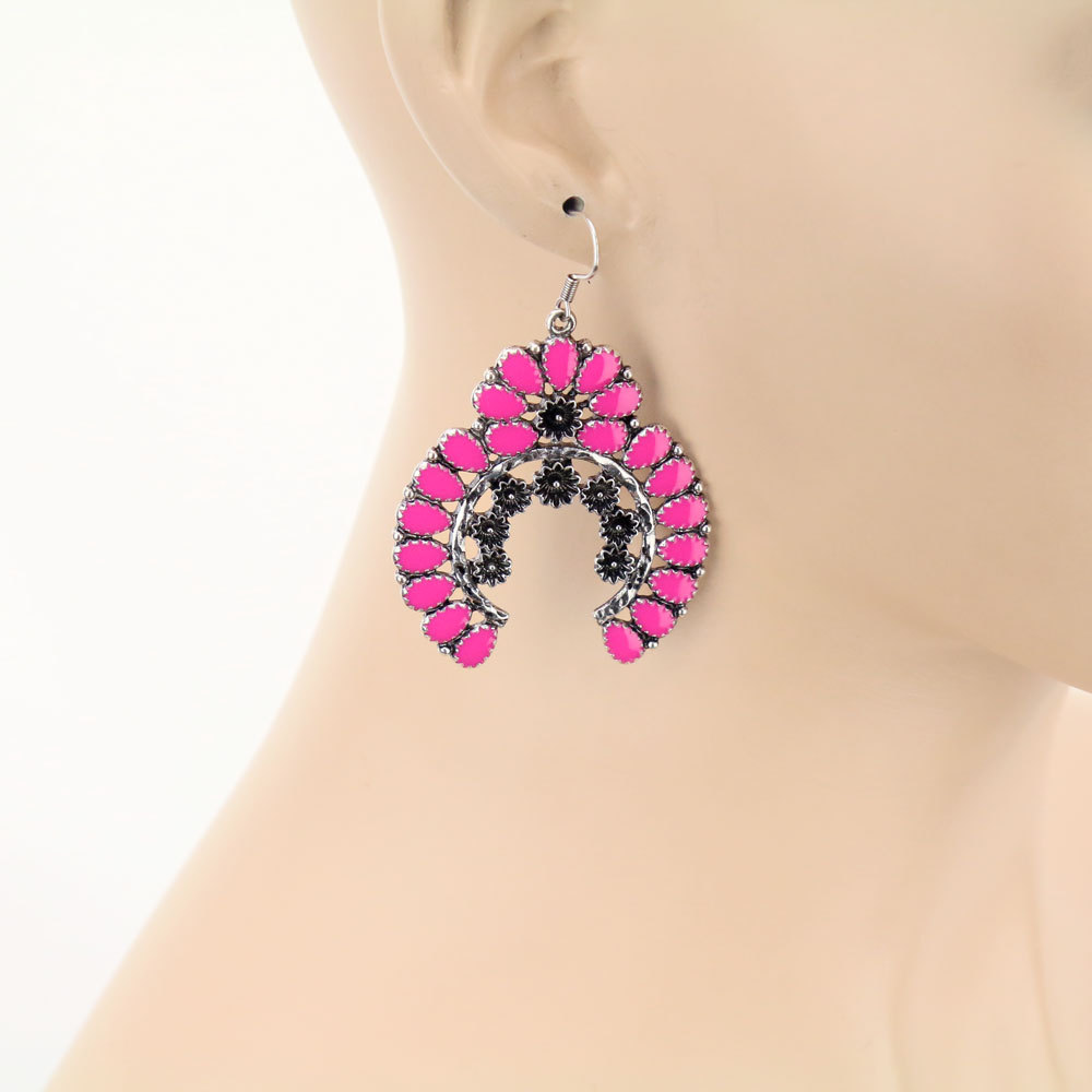 Western Squash Blossom Epoxy Dangle Earrings - Image 2