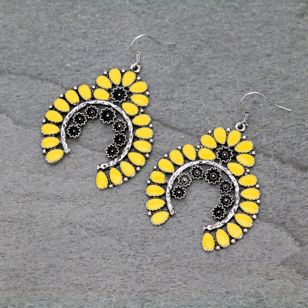Western Squash Blossom Epoxy Dangle Earrings