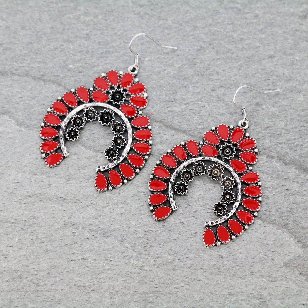Western Squash Blossom Epoxy Dangle Earrings