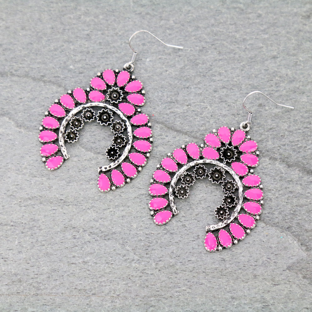 Western Squash Blossom Epoxy Dangle Earrings