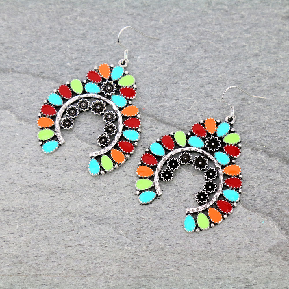Western Squash Blossom Epoxy Dangle Earrings