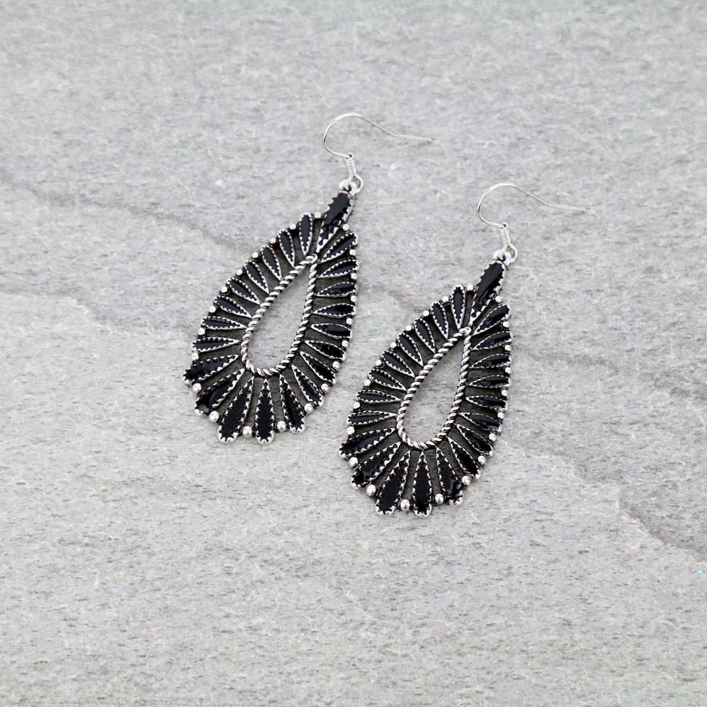 Western Teardrop Epoxy Dangle Earrings