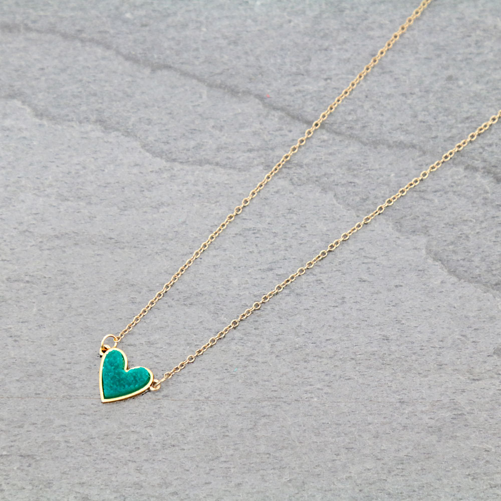 Heart Druzy Stone Necklace