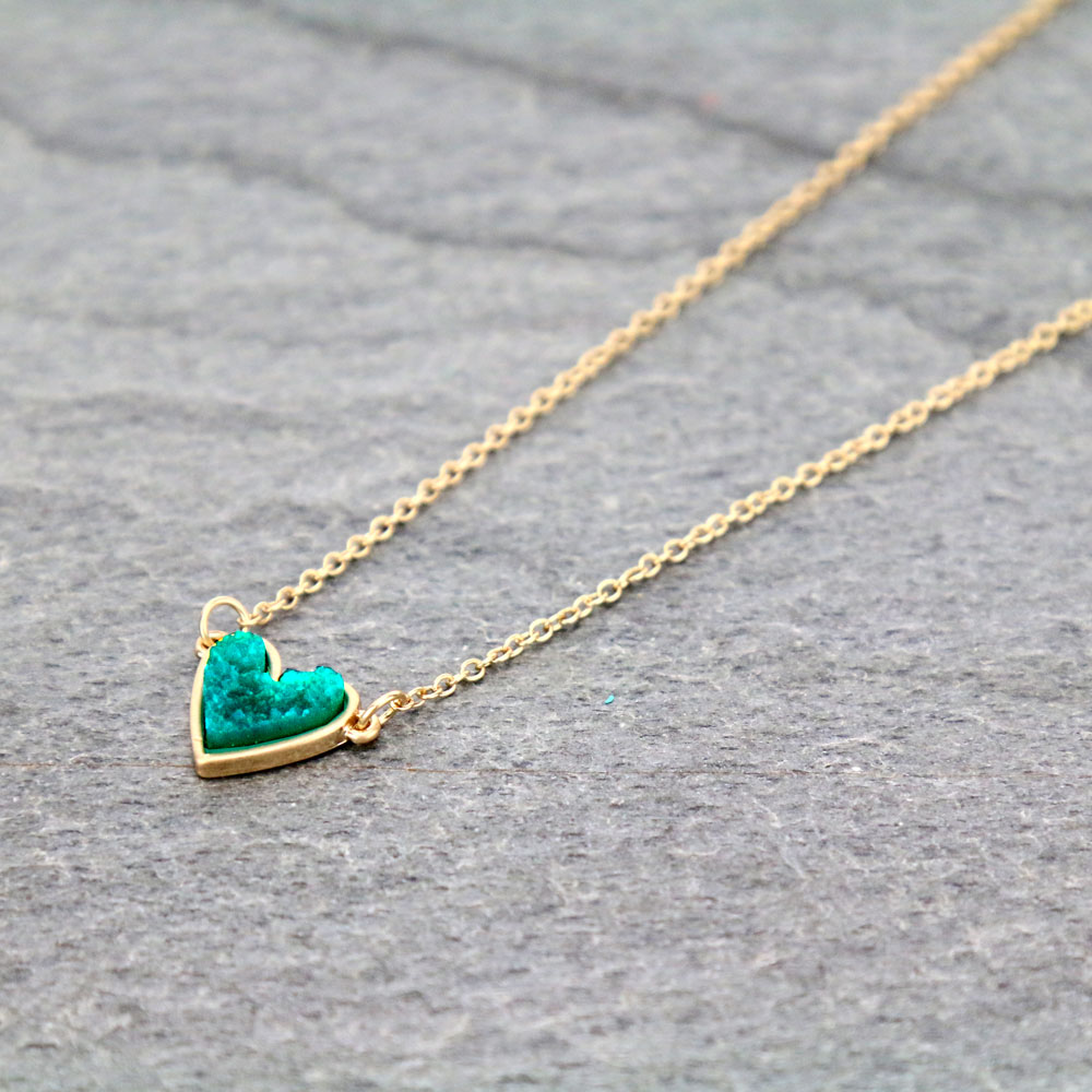 Heart Druzy Stone Necklace - Image 3