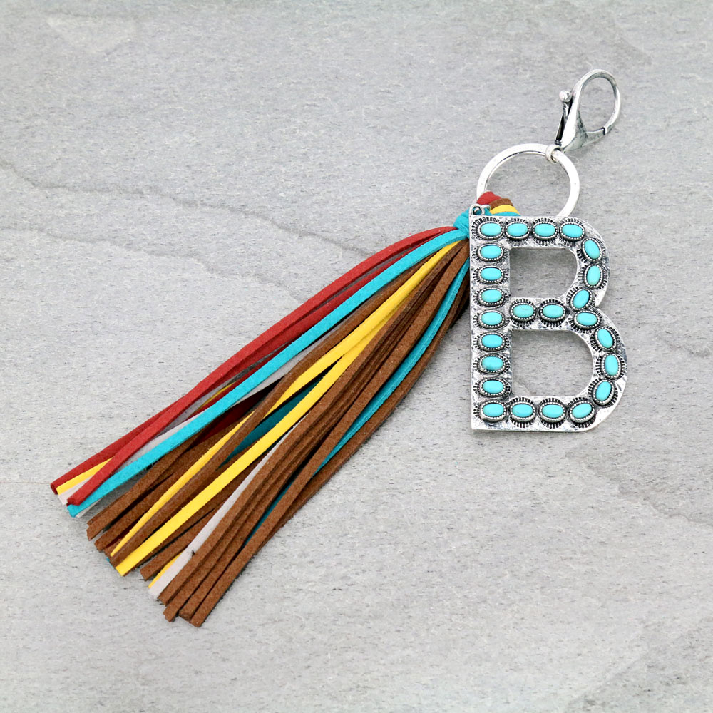 Initial "B" Pendant Tassel Keychain