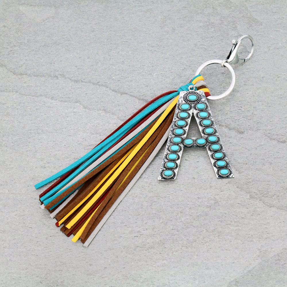 Initial "A" Pendant Tassel Keychain