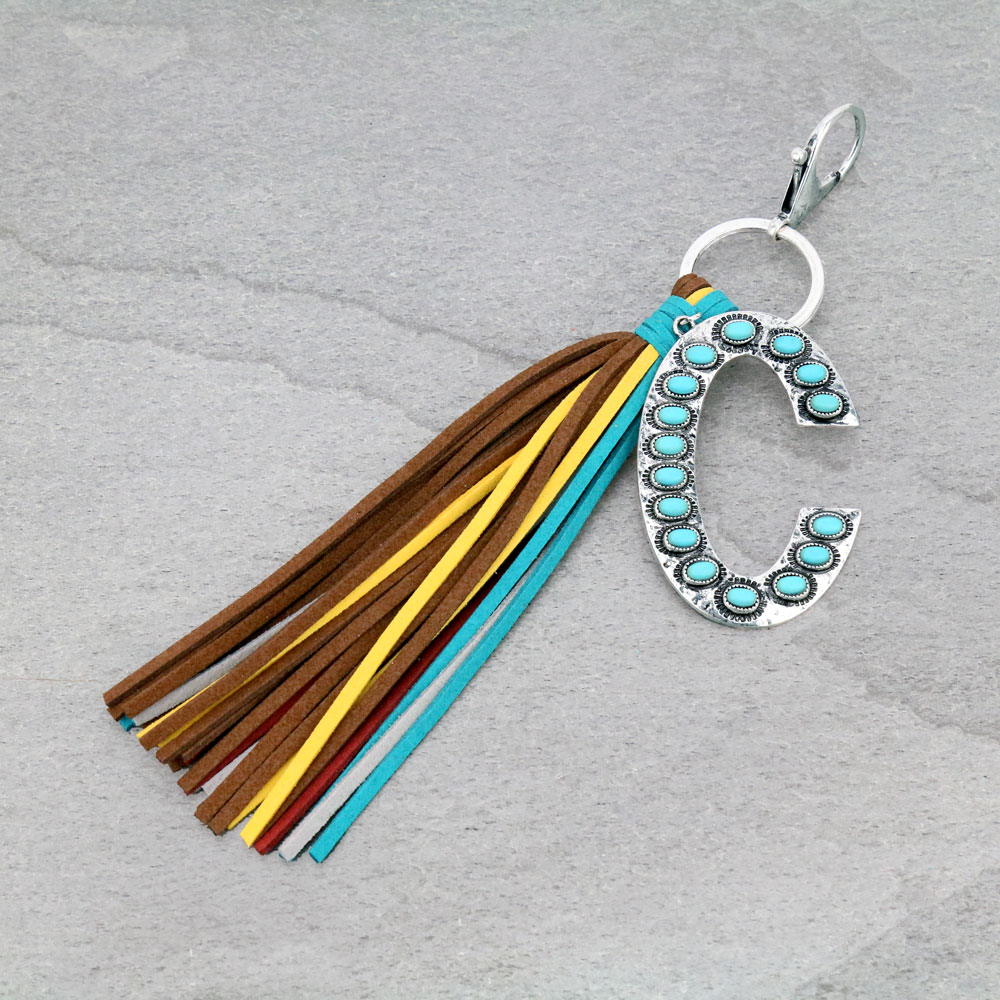 Initial "C" Pendant Tassel Keychain
