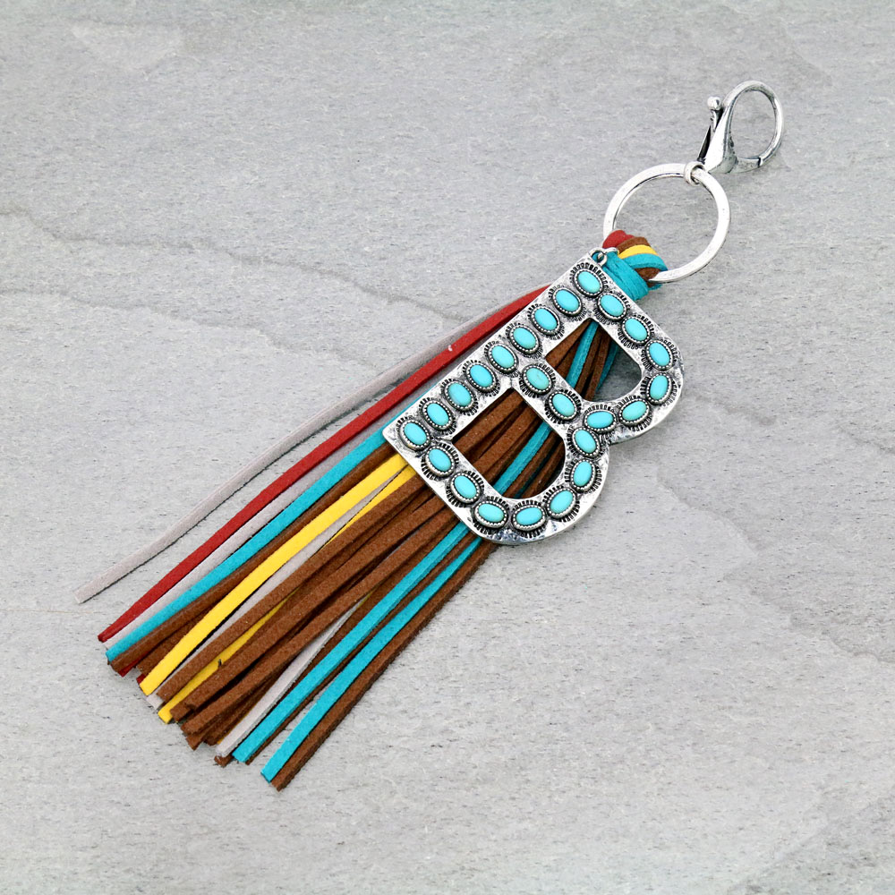 Initial "B" Pendant Tassel Keychain - Image 2