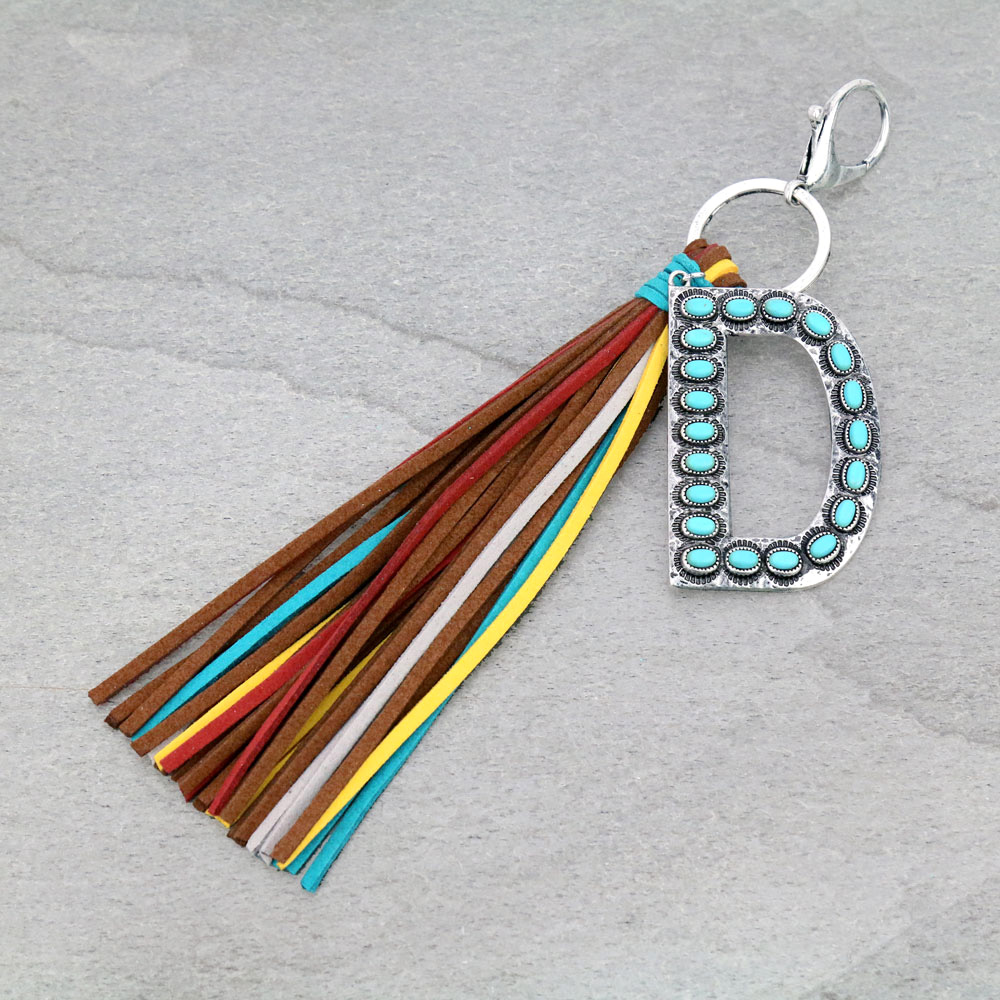 Initial "D" Pendant Tassel Keychain