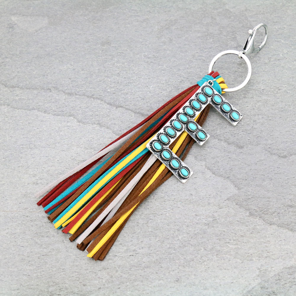 Initial "E" Pendant Tassel Keychain - Image 2