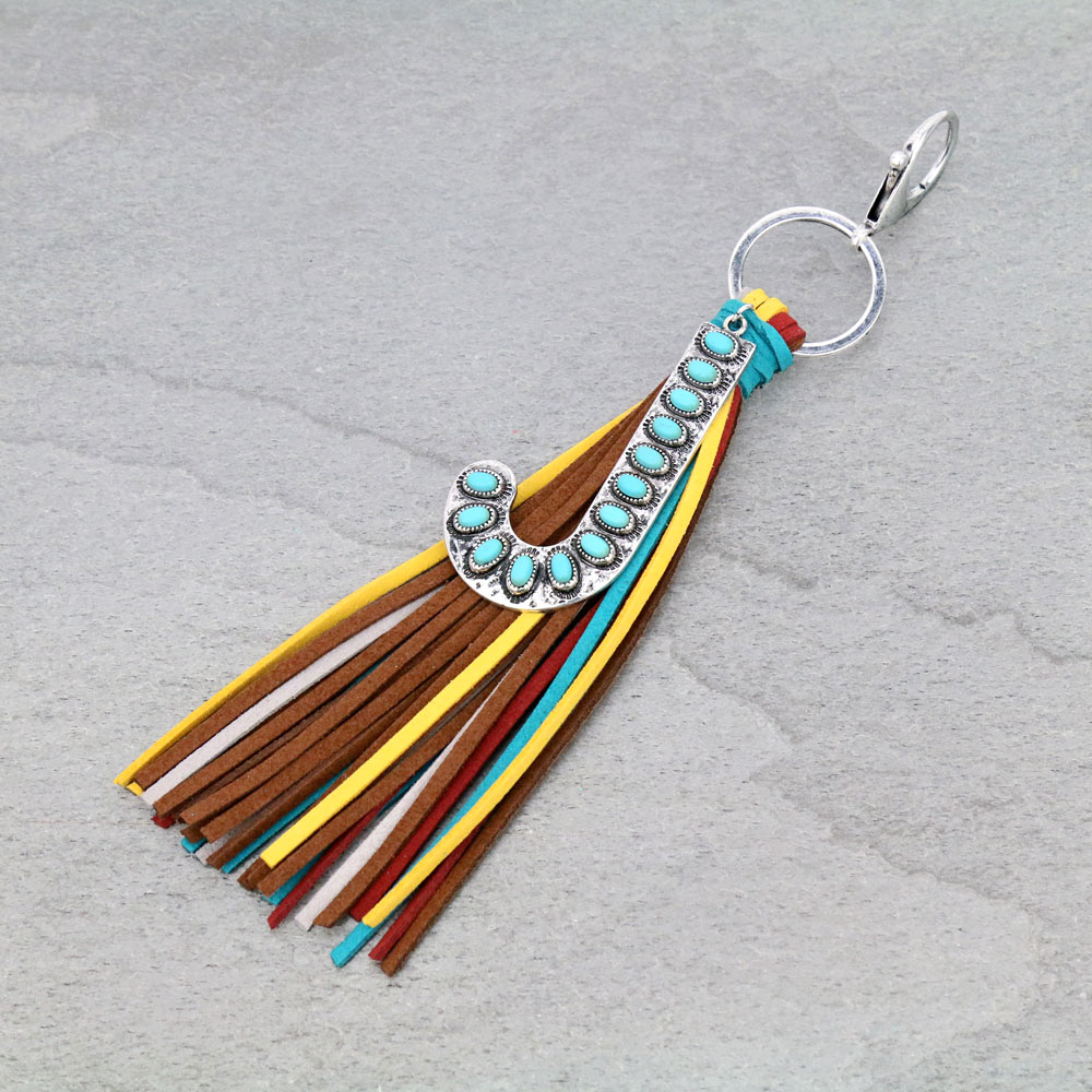 Initial "J" Pendant Tassel Keychain - Image 2