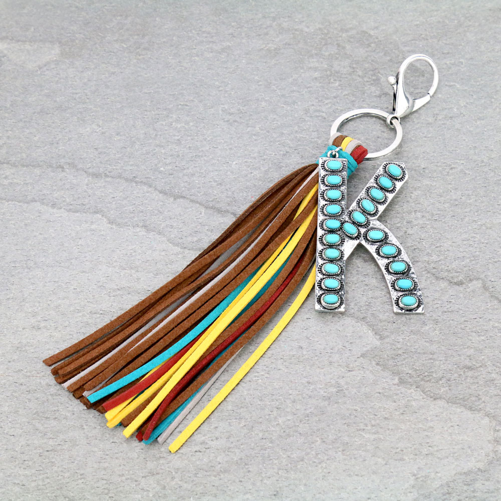 Initial "K" Pendant Tassel Keychain