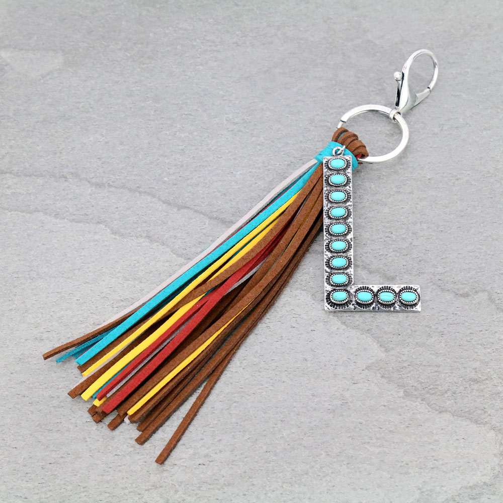 Initial "L" Pendant Tassel Keychain