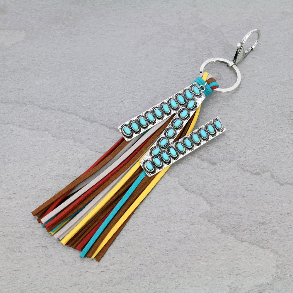 Initial "N" Pendant Tassel Keychain - Image 2
