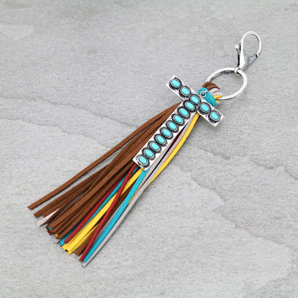 Initial "T" Pendant Tassel Keychain - Image 2