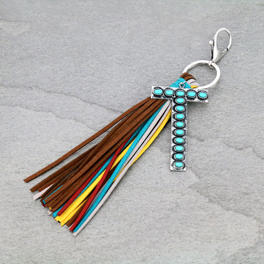 Initial "T" Pendant Tassel Keychain