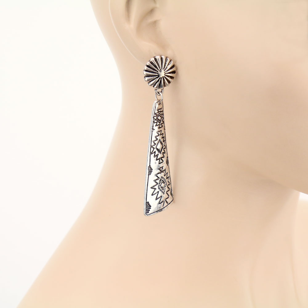 Western Aztec Design Stud Earrings - Image 2
