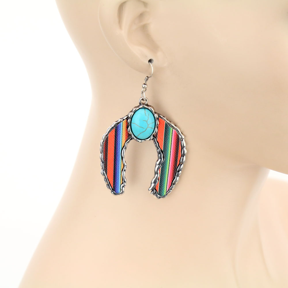 Serape Squash Blossom Dangle Earrings - Image 2