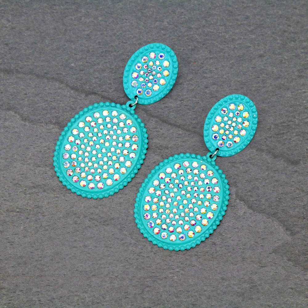 Light Metal Stone Stud Earrings