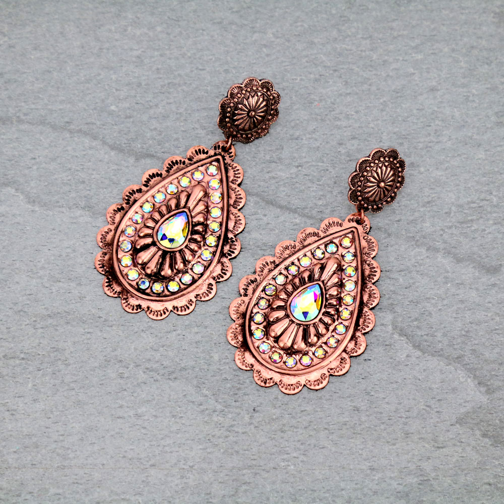 Concho Teardrop Stud Earrings