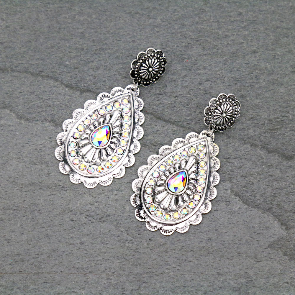Concho Teardrop Stud Earrings