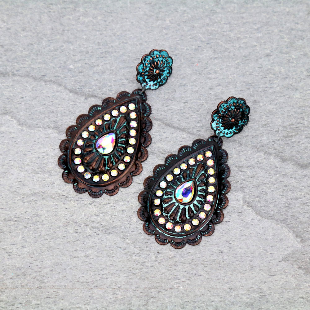 Concho Teardrop Stud Earrings