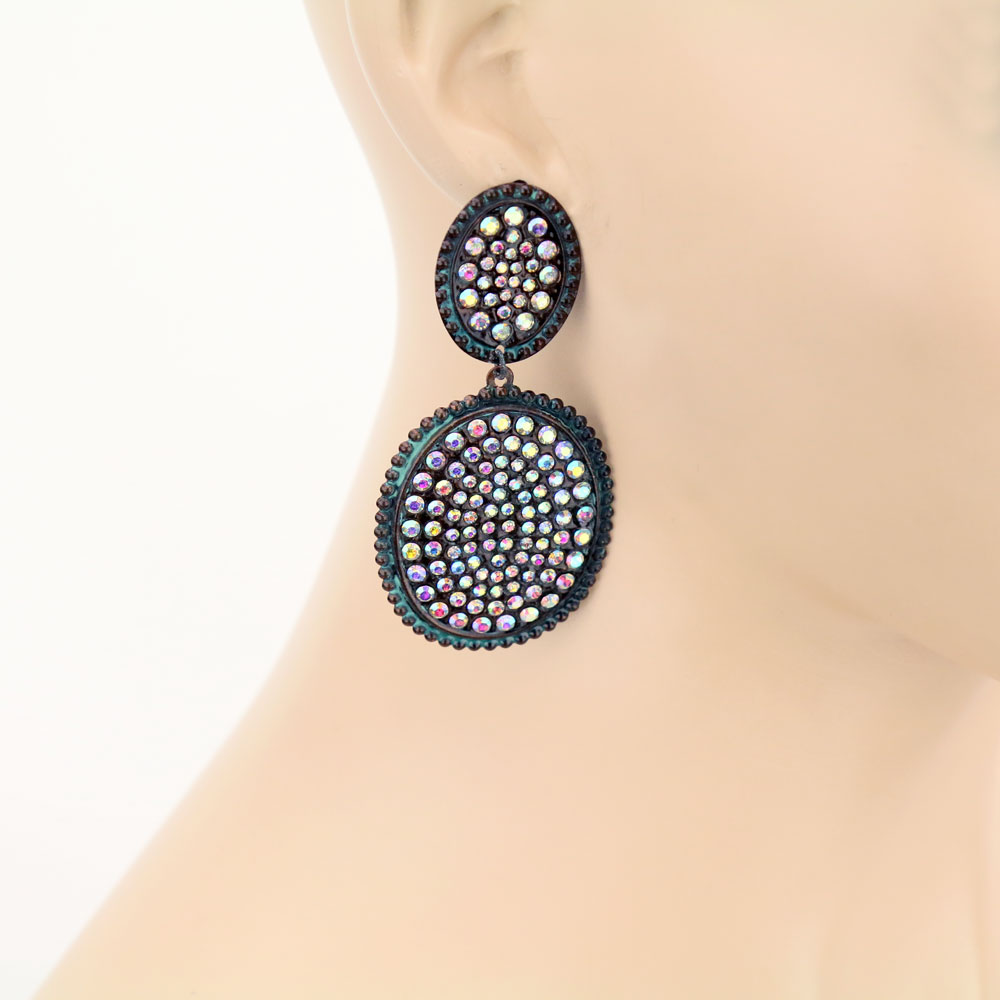 Light Metal Stone Stud Earrings - Image 2