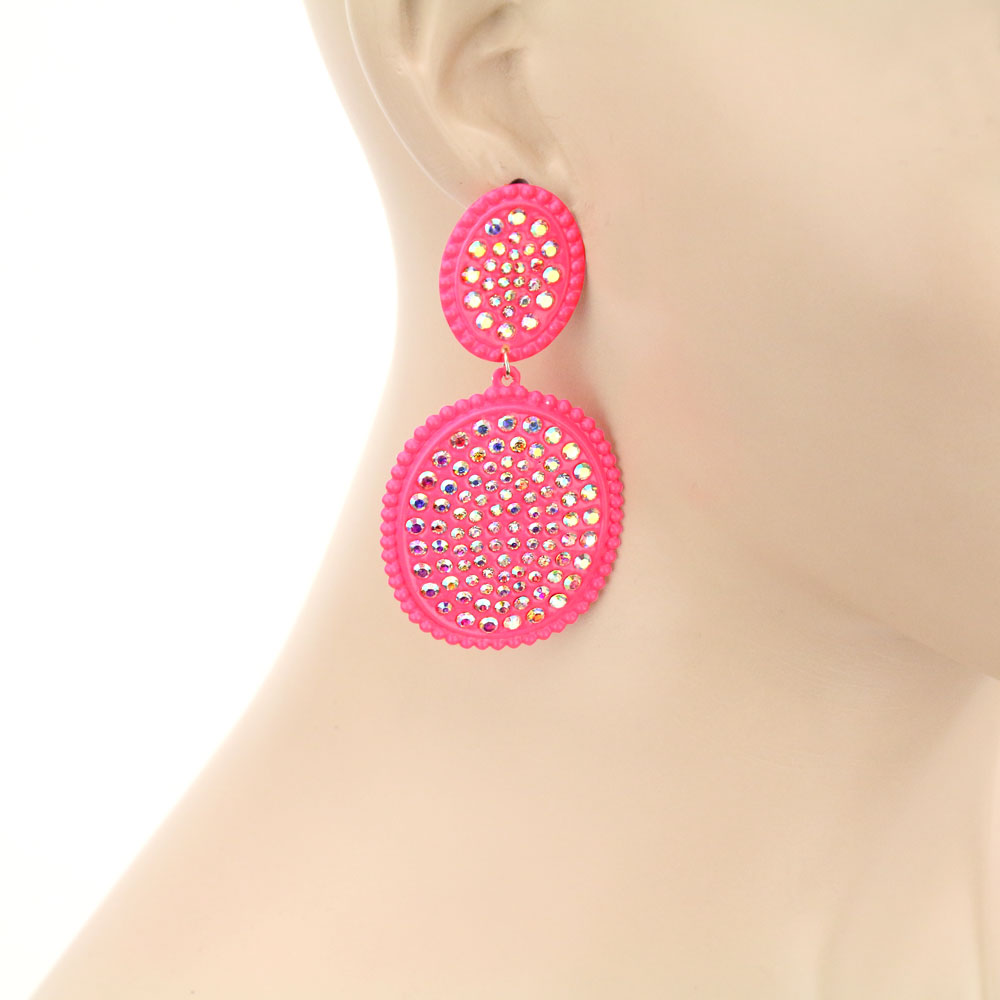 Light Metal Stone Stud Earrings - Image 2
