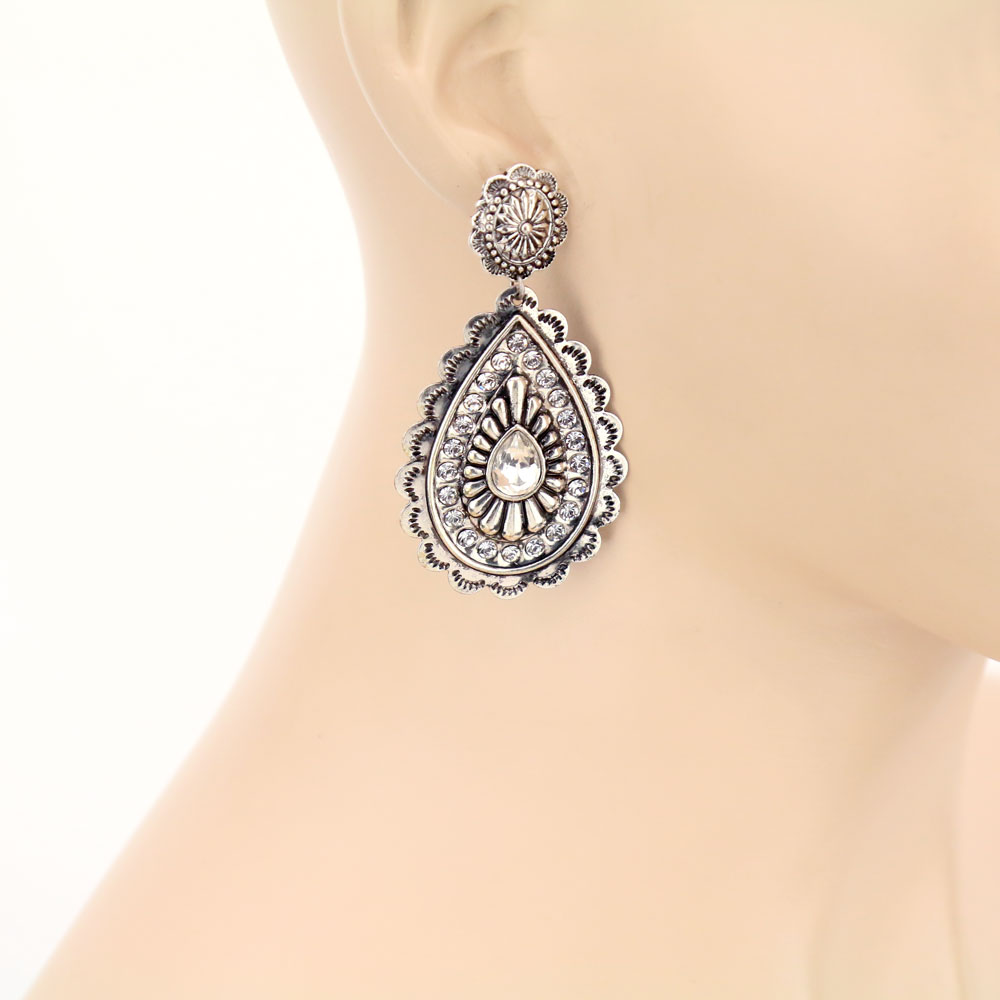 Concho Teardrop Stud Earrings - Image 2