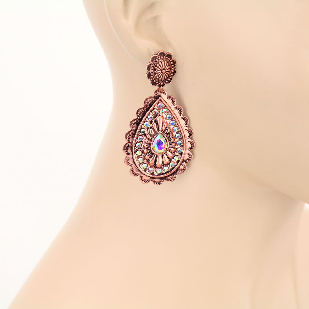 Concho Teardrop Stud Earrings - Image 2